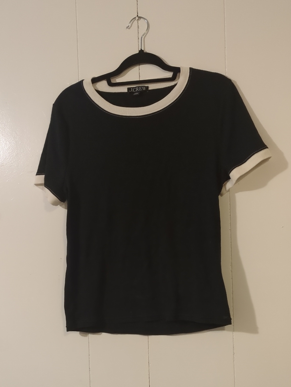 J. Crew Black Ringer Tee with White Trim - Women's Top
